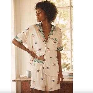 Anthropologie LyreBird ModaLuxe Pajama Top and Shorts Emily Taylor Design Sz XL